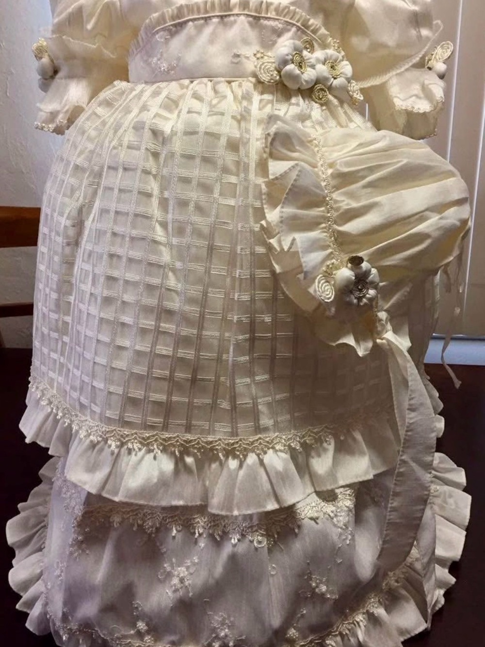 Elegant Cream Girls' Dress with Floral Appliqué baptism gown